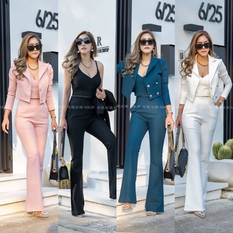 LALITA ชุดสูท ครอปขาม้า 3ชิ้น ตัดไทย ตรงปก ผ้าคุณภาพสูงแน่นอน สูทผู้หญิง สูทพรีเวดดิ้ง ชุดสูท สูทสีขาว สูทสีชมพู 💎✨️