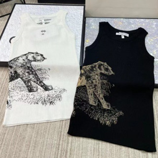 2สี DIOR KNITT เสื้อสายเดี่ยว ลายเสือ ใส่สบาย ดิออร์