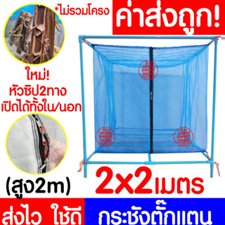 ค่าส่งถูก กระชังตั๊กแตน (ฟ้าล้วน) 2x2ม สูง2ม กระชังมุ้ง ฝาปิด เลี้ยง ไข่ตั๊กแตน แมลง จิ้งหรีด ปาทังก้า clearance