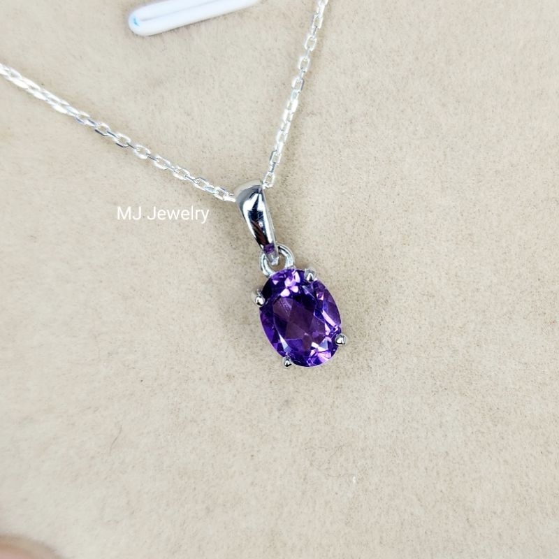 จี้พลอยเพอริดอท 8×6 มิล พร้อมสร้อย เงินแท้ 925 รับประกันพลอยแท้ จัดส่งพร้อมกล่องจี้และใบรับประกัน
