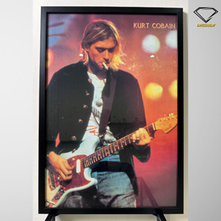 💎Intelligent | กรอบรูปพร้อมโปสเตอร์ Kurt Cobain | x 1 กรอบ ตกแต่งบ้าน กรอบโปสเตอร์ กรอบรูปพร้อมกระจก nirvana