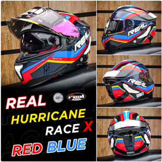 หมวกกันน็อค Real  รุ่น Hurricane ลาย Race X แว่น 2 ชั้น มีให้เลือกหลายลาย 5 Size หมวกกันน๊อก Real