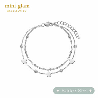 Miniglam Lullabell Star with Crystal Chain Bracelet สร้อยข้อมือพร้อมจี้รูปดาวและคริสตัล สีเงิน