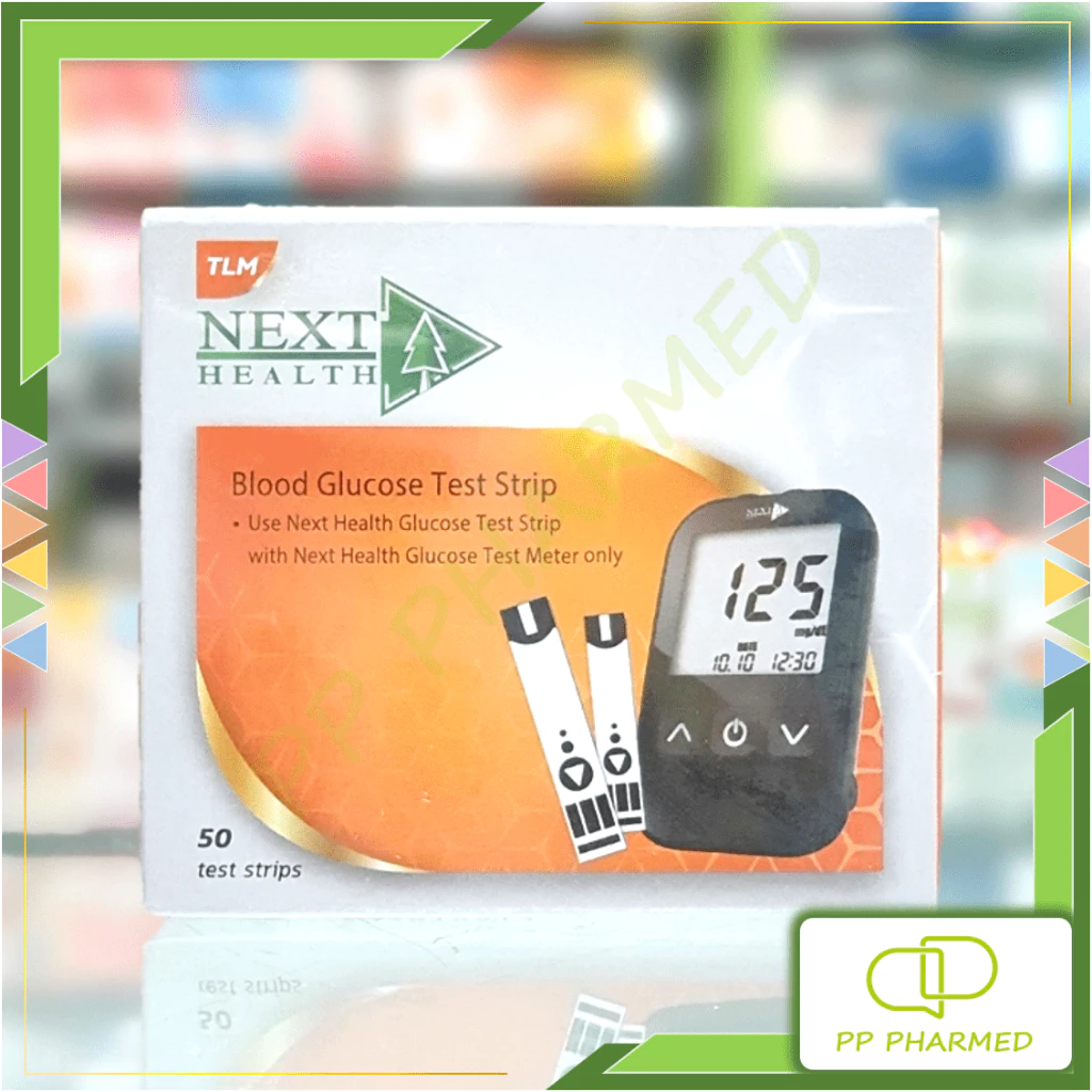 Next health แผ่นตรวจน้ำตาล Exp9/27 Blood Glucose Test Strip กล่อง50แผ่น