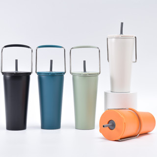 จัดส่งจากกรุงเทพ แก้วเก็บอุณหภูมิพร้อมหลอด Bucket Tumbler with Straw ความจุ 540 ml.สแตนเลส304