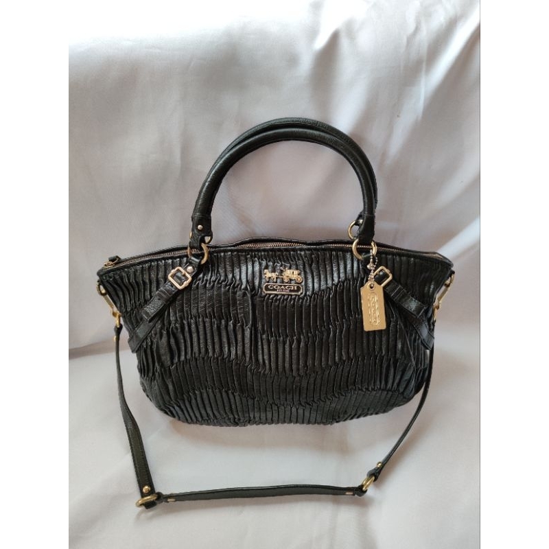 ❤️Coach 15947  Madison Sophia Gathered Black Leather แท้ มือ2