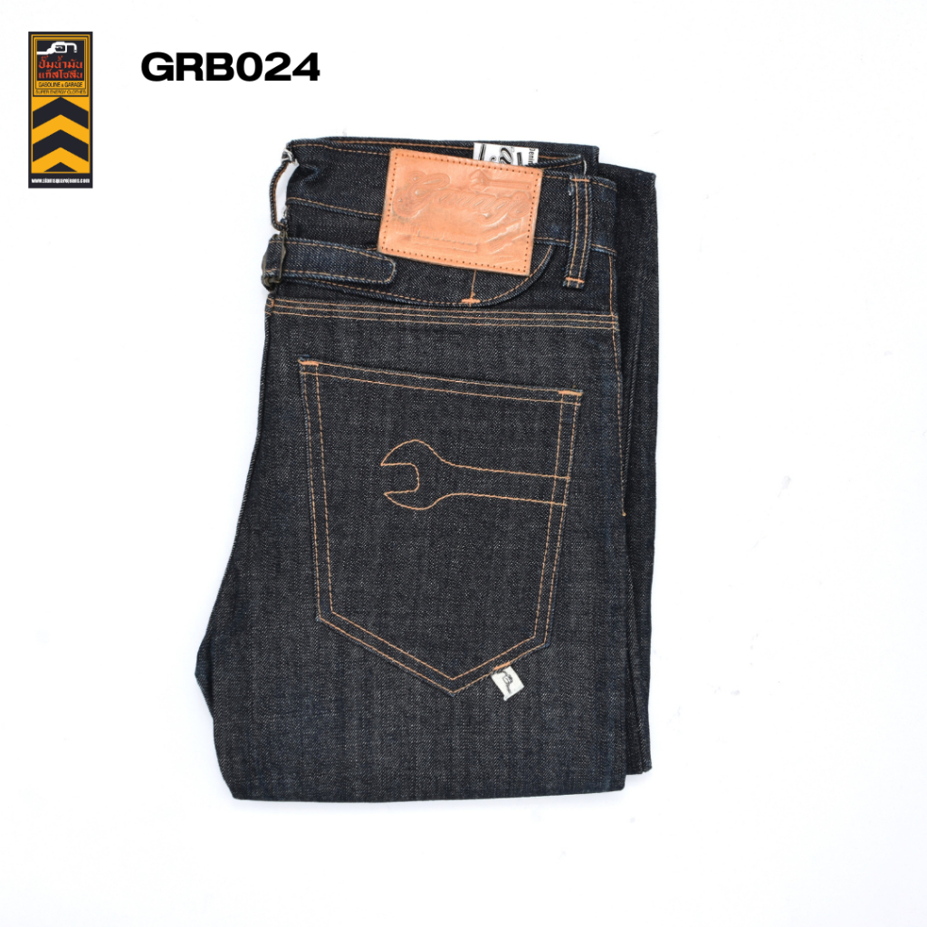 GRB038 024 กางเกงยีนส์ขายาว ผ้าดิบ 18oz Belt Selvedge ริม Mens (Gasoline &amp; Garage) ปั๊มน้ำมันแก๊สโซลีน (GRB)