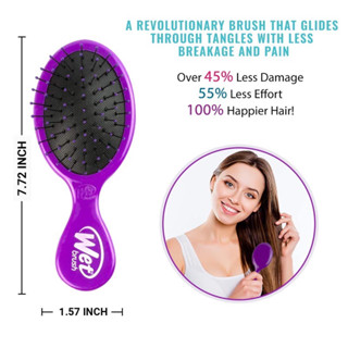 สีม่วง WetBrush Mini Detangler Brush ขนาด 5.5นิ้ว (5.5x14cm) หวีตัวดังจากอเมริกา