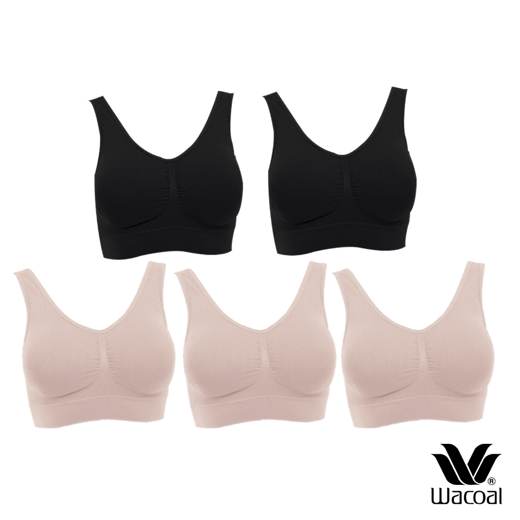 Wacoal Surprise Seamless Bra set 5 pcs เสื้อชั้นใน ทอไร้ตะเข็บ แบบสวมหัว รุ่น WH9C24 คละสี (สีดำX2-เบจX3)