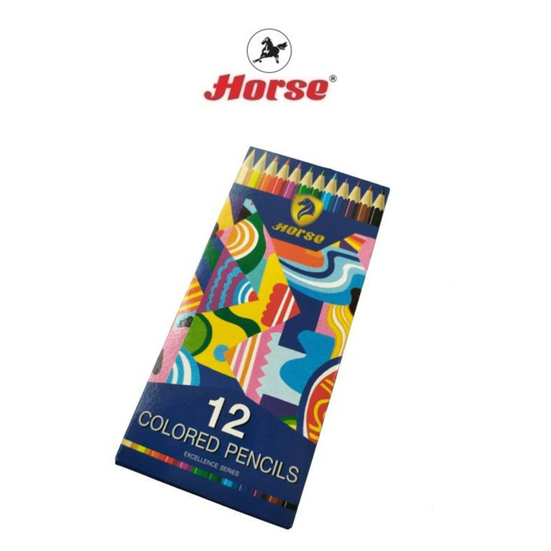 Horse (ตราม้า)ดินสอสี สีไม้ยาว 12 สี NEW SUPERIOR SERIES (สีพิเศษ) HG-12 ตราม้า จำนวน 1 กล่อง