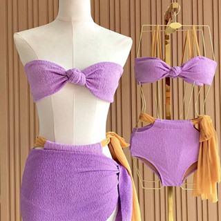 Kawachi - Bow Swimsuit ( purple ) ชุดว่ายน้ำ บิกินี่