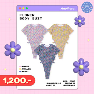 (พร้อมส่ง) บอดี้สูทลายดอกไม้ AnotherA - FLOWER BODY SUIT