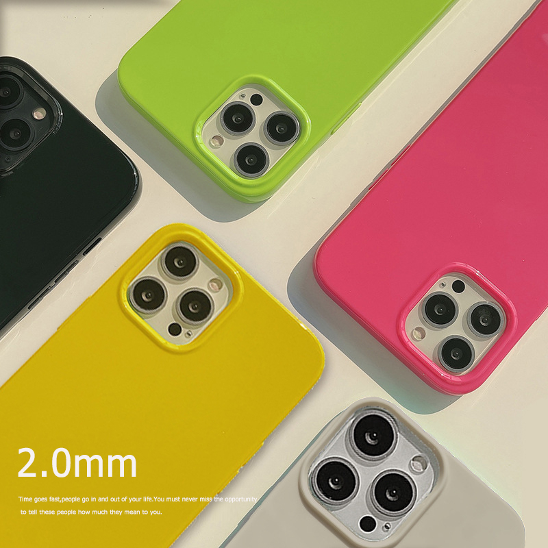 TPUเคลือบเงาเคสโทรศัพท์สีCandyสำหรับiPhone 11 13 12 14 15 Pro Max XR 7 8 Plus 13promax X XS กล้องป้องกันกันกระแทกปกหลัง