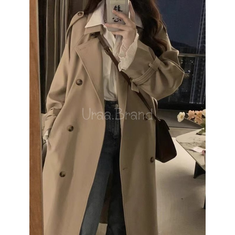 2 สี / XS-XL (พร้อมส่ง) เสื้อโค้ท เทรนช์โค้ท พร้อมเข็มขัด Miniminy Trench Coat