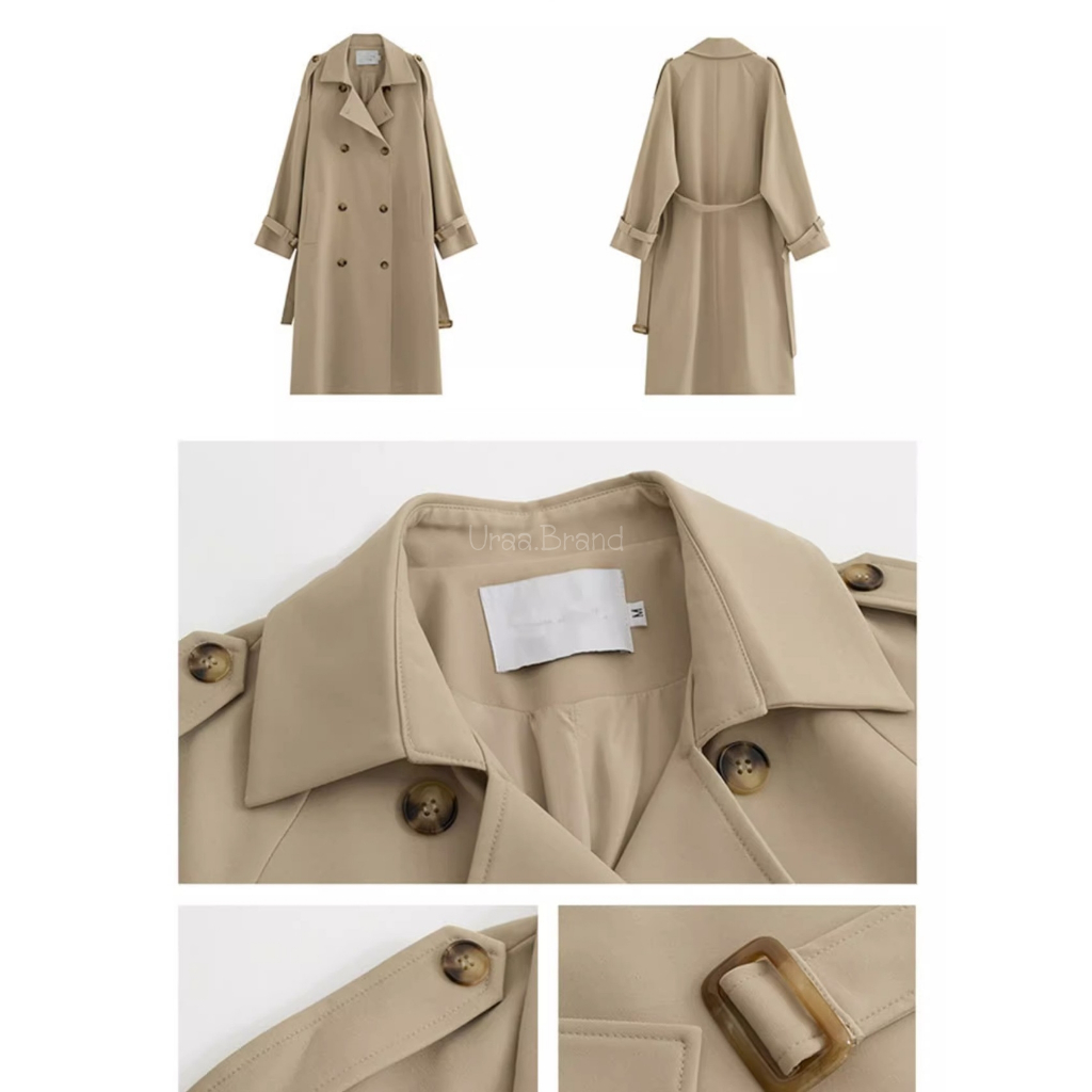 2 สี / XS-XL (พร้อมส่ง) เสื้อโค้ท เทรนช์โค้ท พร้อมเข็มขัด Miniminy Trench Coat