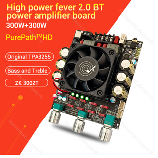 แอมป์จิ๋ว ZK 3002T 300W*2 บอร์ดขยายเสียง 2.0 แผ่นด้านหน้าไมโครโฟนขยายและบอร์ดถอดรหัส QCC ที่แก้ไขแล้ว