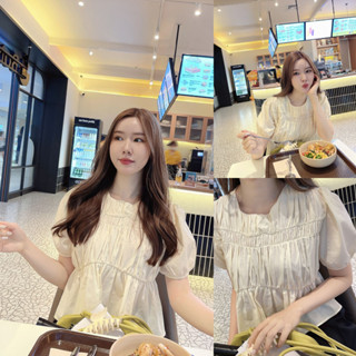 SLYQ CORNIE SMOCKED COTTON BLOUSE เสื้อเบลาส์แขนสั้นดีเทลสมอคหน้า เนื้อผ้านุ่มและเบามากกกกก เสื้อใส่ทำงาน