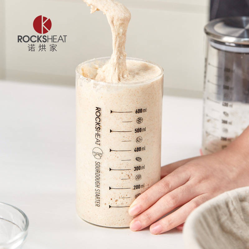 ขวดแก้วสำหรับเลี้ยง sourdough starter พร้อมฝาปิด rocksheat