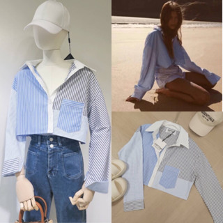 พร้อมส่ง✨งานใหม่✨CottonCandy🩵New Baby Blue Crop Shirt