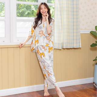 ชุดนอน Muslin Pajamas [ โค้ด MUSSEP130 ลด 130 ฿] ชุดนอน ผ้าเยื่อไผ่ ใยธรรมชาติ ( G263 )