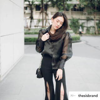 Lumi Shirt Seethrough BLACK เสื้อเชิร์ตซีทรู