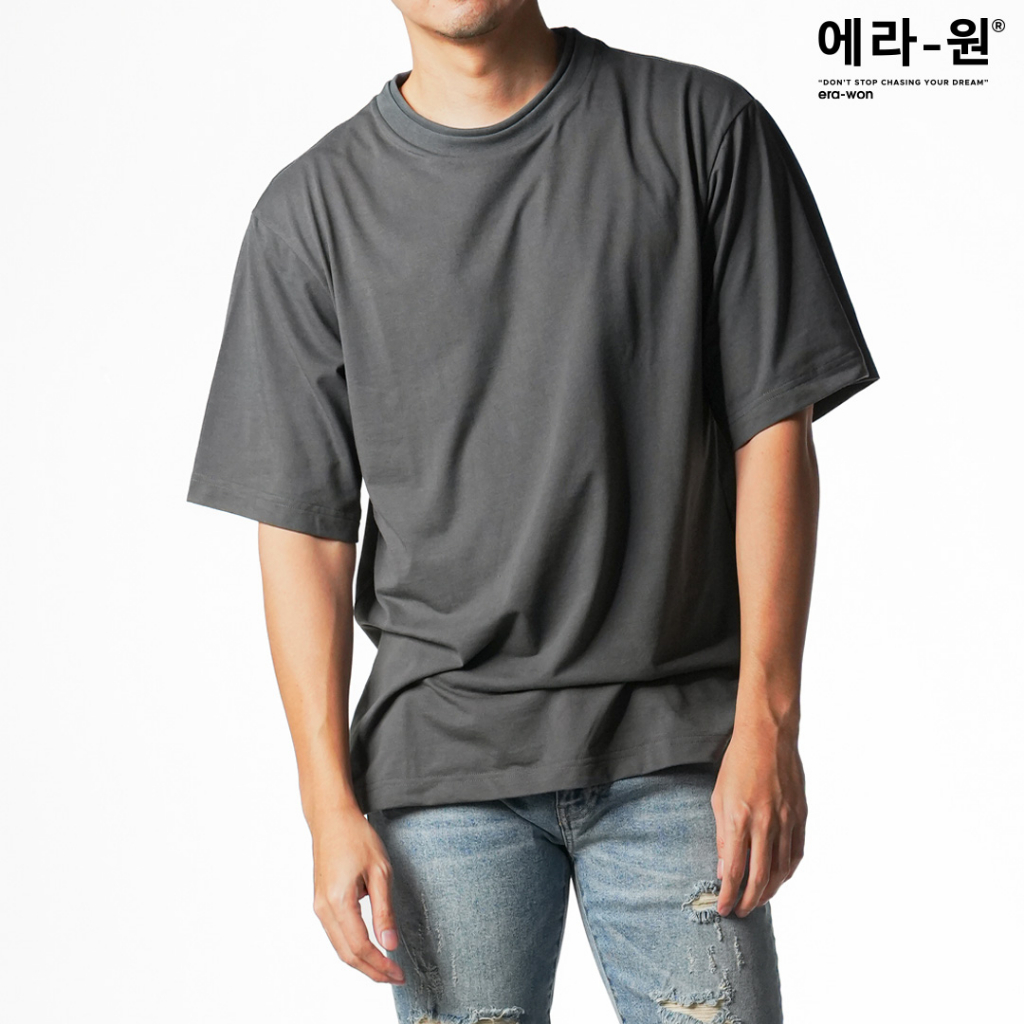 era-won เสื้อยืดโอเวอร์ไซส์ทำความสะอาดตัวเองได้ Oversize Anti-bac T-Shirt สี Dark Grey