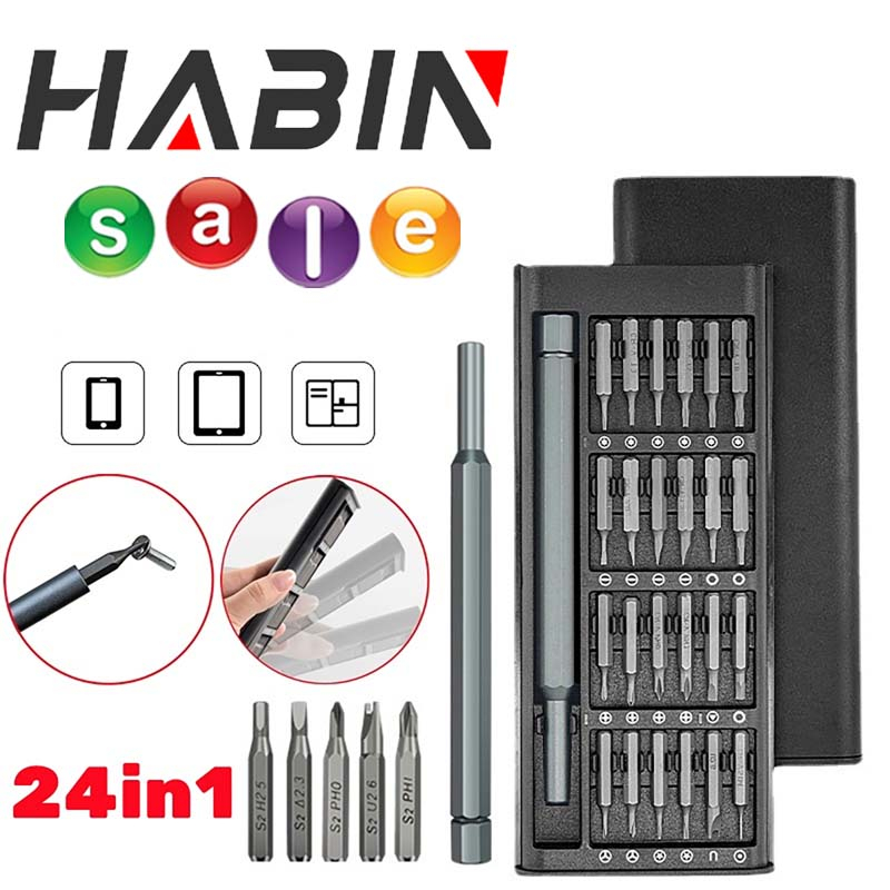 H16-ชุดไขควงแม่เหล็ก 24 ชิ้นสําหรับซ่อมแซมโทรศัพท์มือถือ ชุดไขควงแม่เหล็กมีถึง 24 หัว 🏳️‍🌈 สินค้าพร้อมส่ง 🏳️‍🌈