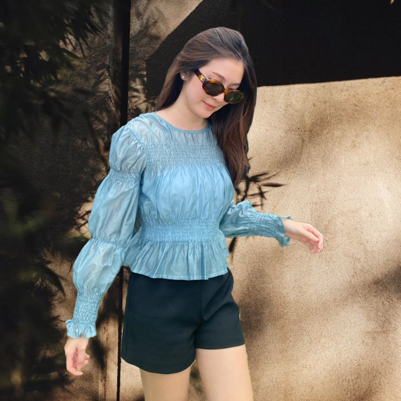 GRIS - Silk Smocked Top