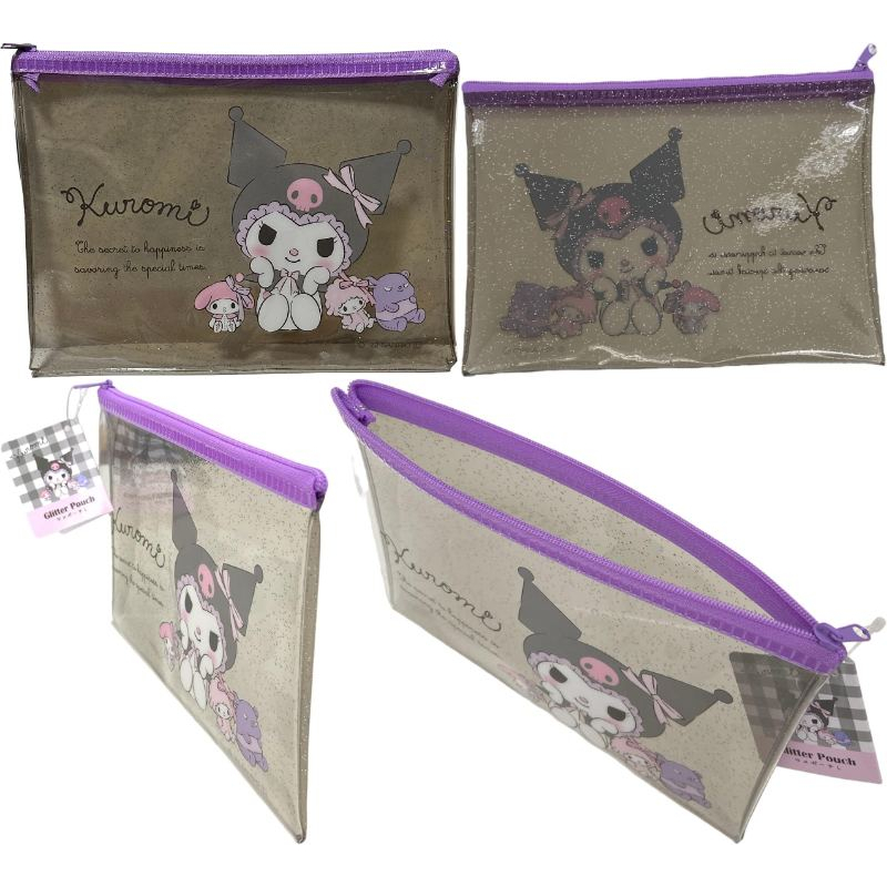 【Direct from Japan】Sanrio Accessories Cosmetic Multipurpose Flat Vinyl Pouch Zipper Case Bag 18.5-20cm × 13.5-15cm (Kuromi, My Melody & Kuromi, Hangyodon, Hapidanbui, Sanrio Characters)