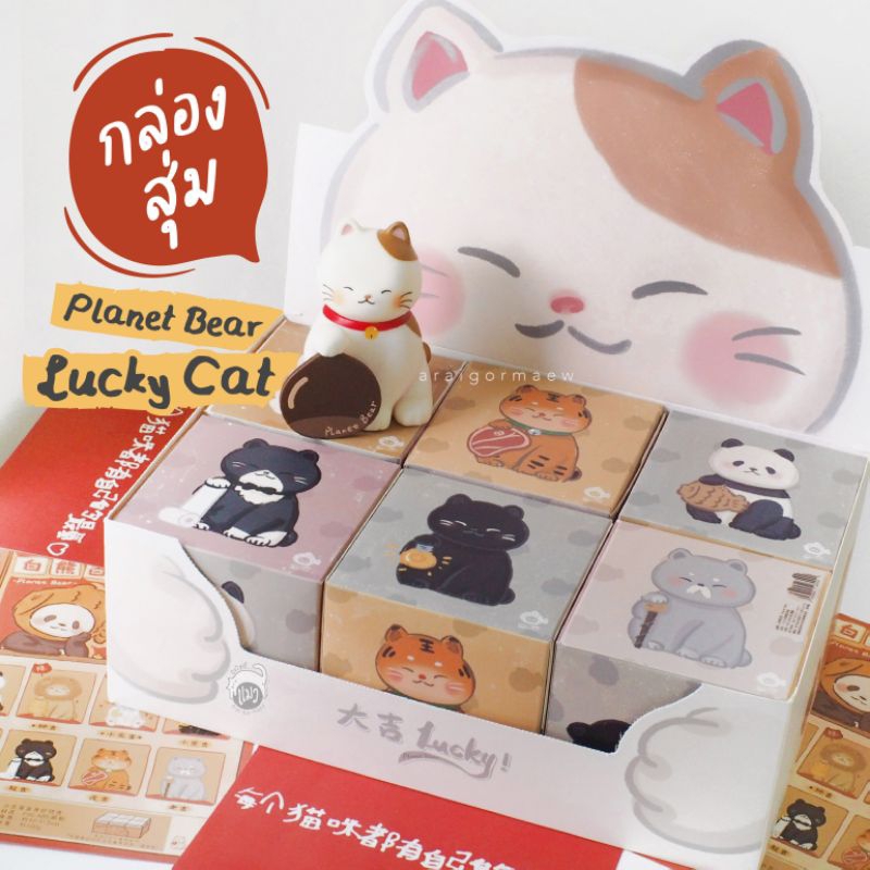 😽พร้อมส่ง🐼 กล่องสุ่ม Planet Bear Lucky Cat ลิขสิทธิ์แท้ค่าย Finding Unicorn🦄 ลุ้นน้องแมวกวัก 6 แบบ แ