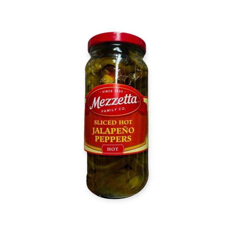 Mezzetta Deli Sliced Hot Jalapeno Pepper พริก จาลาปิโน หั่นดอง ในน้ำส้มสายชู  เมซเซตต้า 454g