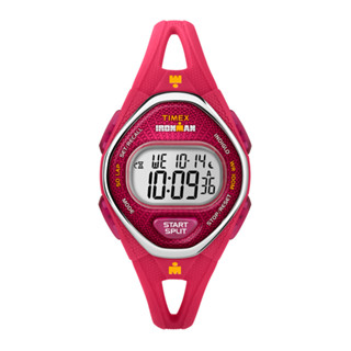 TIMEX TW5M10700 IRONMAN SLEEK DIGITAL นาฬิกาข้อมือผู้หญิง สายซิลิโคน สีชมพู หน้าปัด 34 มม.