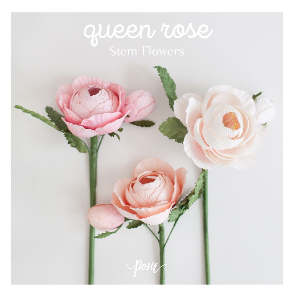POSIE Queen Rose Artificial Flower โพซี่ ดอกกุหลาบควีนโรส ประดิษฐ์จากกระดาษสา ความสูง 10 นิ้ว