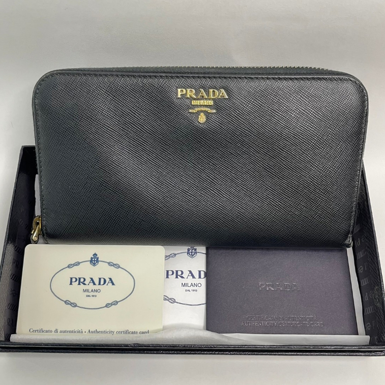 Used PRADA Zippy Long wallet Black