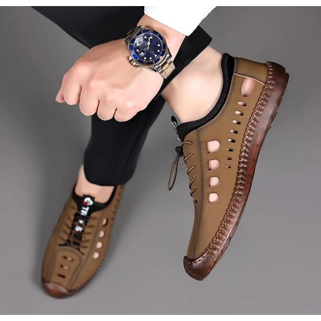 Intelscore รองเท้าแตะ หนังนิ่ม ระบายอากาศได้ดี ป้องกันการลื่น รองเท้าแตะผู้ชายกลวง Hiking Shoe🖤จัดส่งที่รวดเร็ว - รูปที่ 4