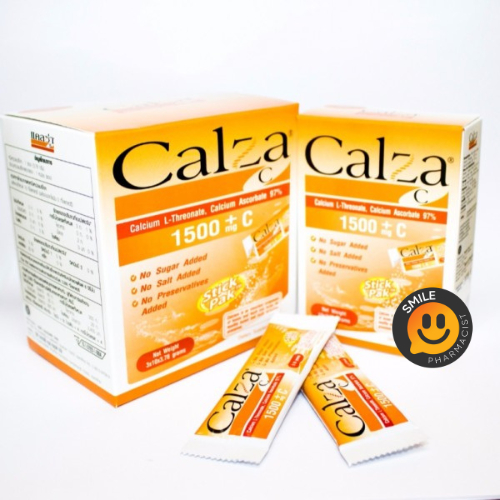 [&gt;กล่อง 5 ซอง&lt;] CALZA C 1500 MG แคลเซียมบำรุงข้อ บำรุงกระดูก แบบชงกินง่าย ท้องไม่ผูกกลิ่นส้ม(หมดอายุ 29/07/2023)