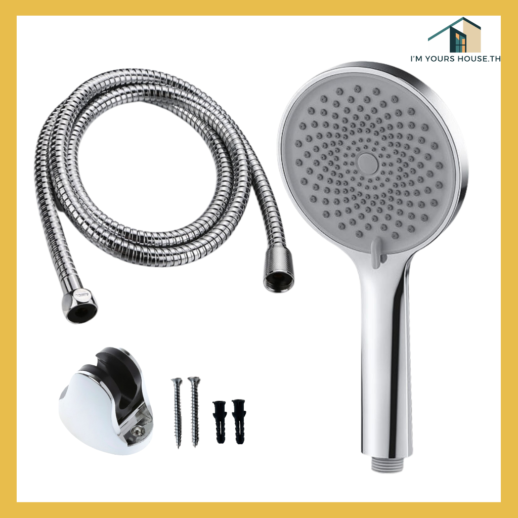 ฝักบัว ฝักบัวแรงดัน เพิ่มแรงดันน้ำ  ฝักบัวหน้ากว้าง 12 ซม. ปรับระดับน้ำได้ 3 ระดับ ฝักบัวครบชุด