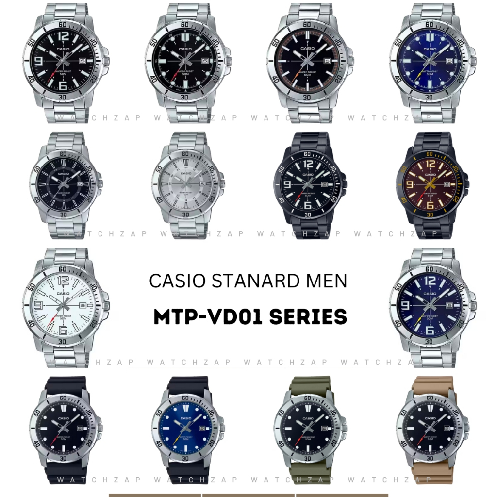 Casio Standard นาฬิกาข้อมือผู้ชาย สายแสตนเลส รุ่น MTP-VD01D MTP-VD01L MTP-VD01D-2B MTP-VD01D-2E MTP-