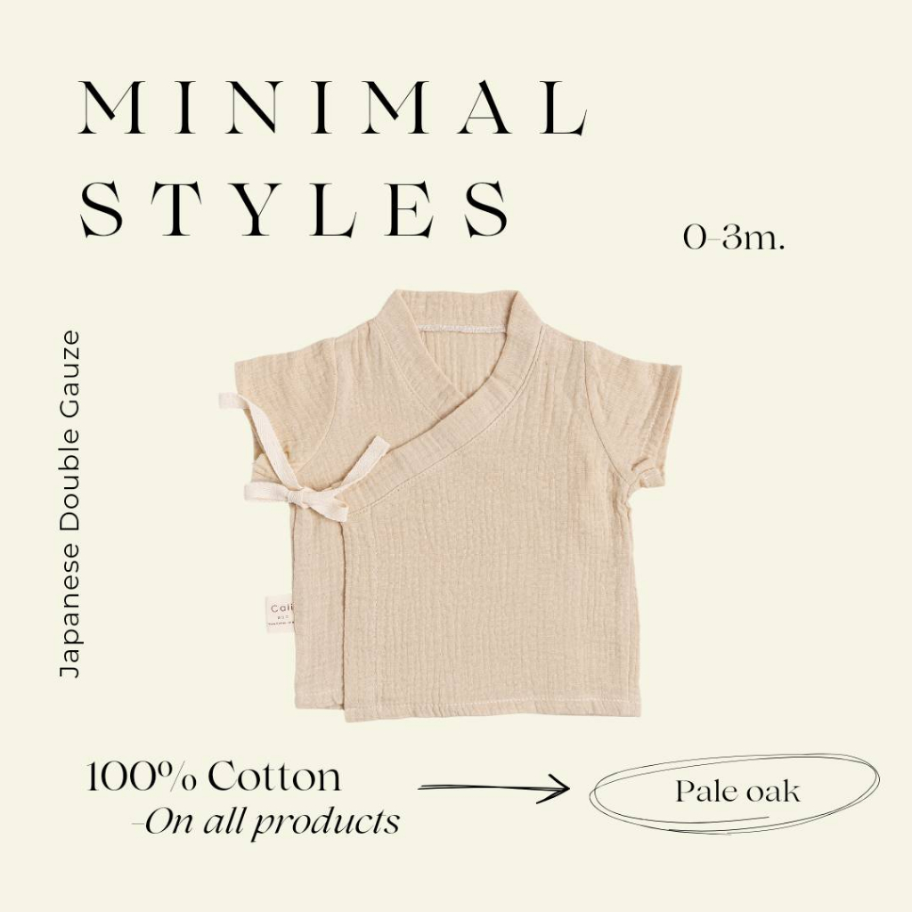 เสื้อเด็กอ่อน​ผูกหน้า 0-3 เดือน สีพาสเทล Minimal Styles *ป้าย Cali baby สินค้าพร้อมส่ง 