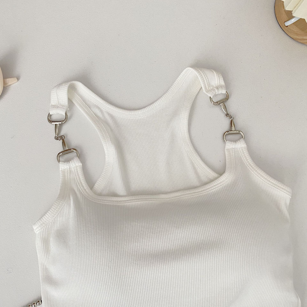 2877 เสื้อสายเดี่ยวมีฟองน้ำในตัว ไม่ต้องใส่เสื้อใน ผ้านิ่มใส่สบาย เซ็กซี่ Built-in bra Camisole - รูปที่ 5