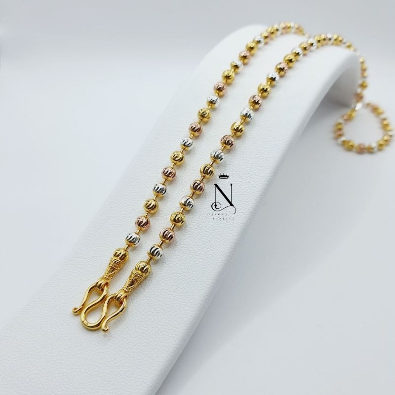 สร้อยคอ 3กษัตริย์ เม็ด4มิล 2บ. พรีเมี่ยม ตะขออ่อนมีตราปั้ม สวยทนมาก หญิง ไม่ลอกไม่ดำใส่อาบน้ำได้ มีใบรับประกันสินค้า