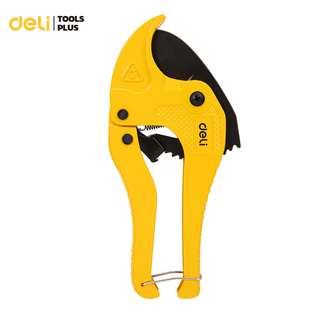 Deli กรรไกรตัดท่อพีวีซี คีมตัดท่อ ขนาด 33 42mm น้ำหนักเบา จับถนัดมือ ด้ามจับมีที่ล็อค Pipe Cutter
