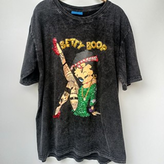 เสื้อปักเลื่อมญี่ปุ่นผ้าฟอกวินเทจอก44"ยาว28"ปักแน่นสวยวิบวับสุดๆ