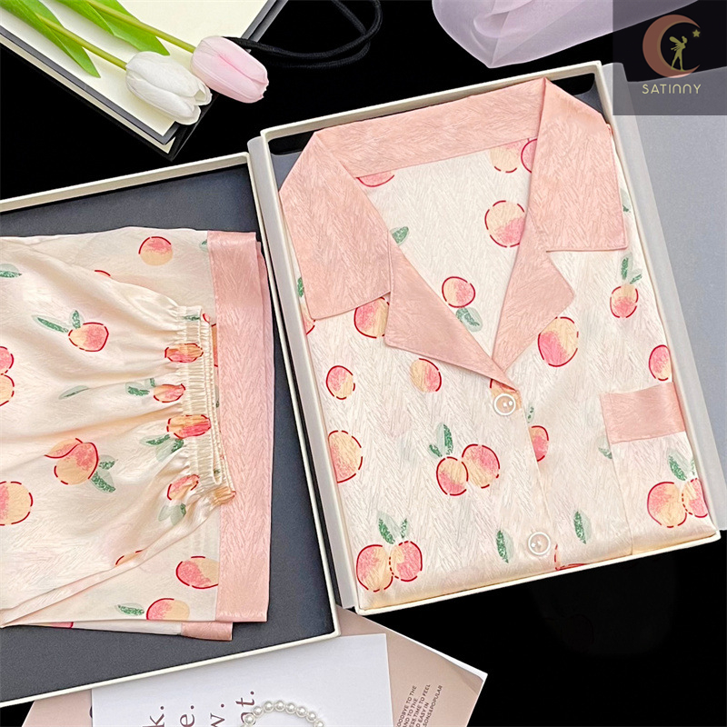 มาใหม่ JJ10ชุดนอนSatinnyสินค้าพร้อมแพ็คเกตแบบกล่อง น่ารักมินิมอล งานสวยระดับไฮเอนด์ สไตล์เจ้าหญิง ผ้าซาตินสีพื้นเกรดพรี
