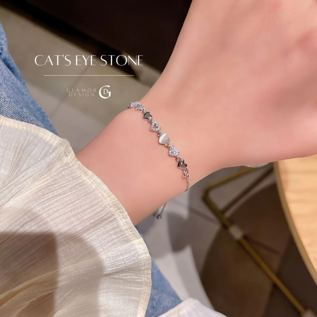 GLAMOR✨กําไลเงินแท้ Cat's Eye Stone สร้อยข้อมือเงินแท้ กําไลนําโชค กําไลข้อมือผู้หญิง กําไลแฟชั่น
