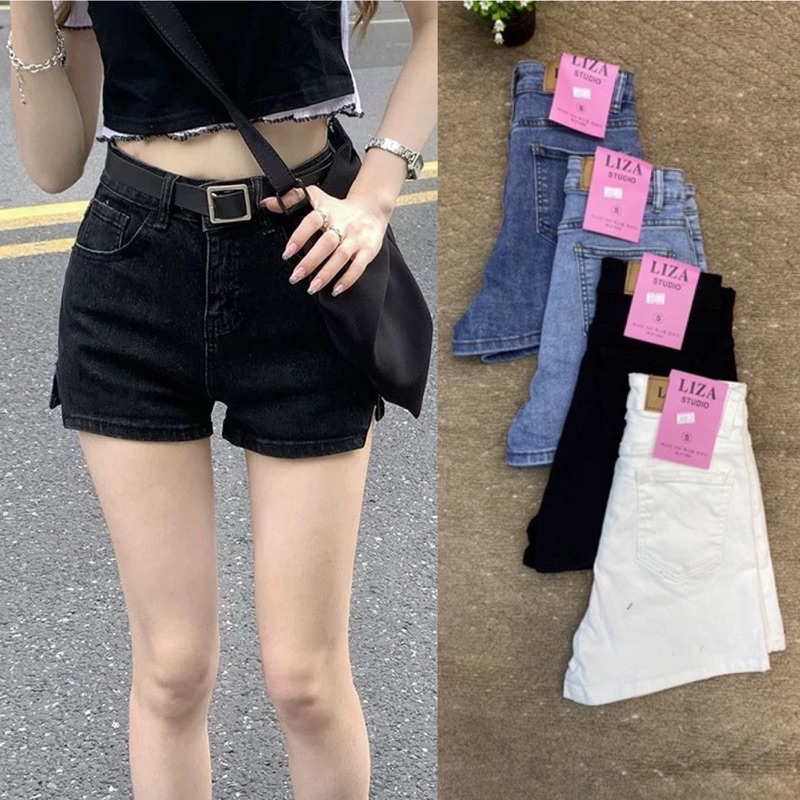 ใหม่กางเกงยีนส์ขาสั้นผ้ายืดเอวสูงLIZA Jeans