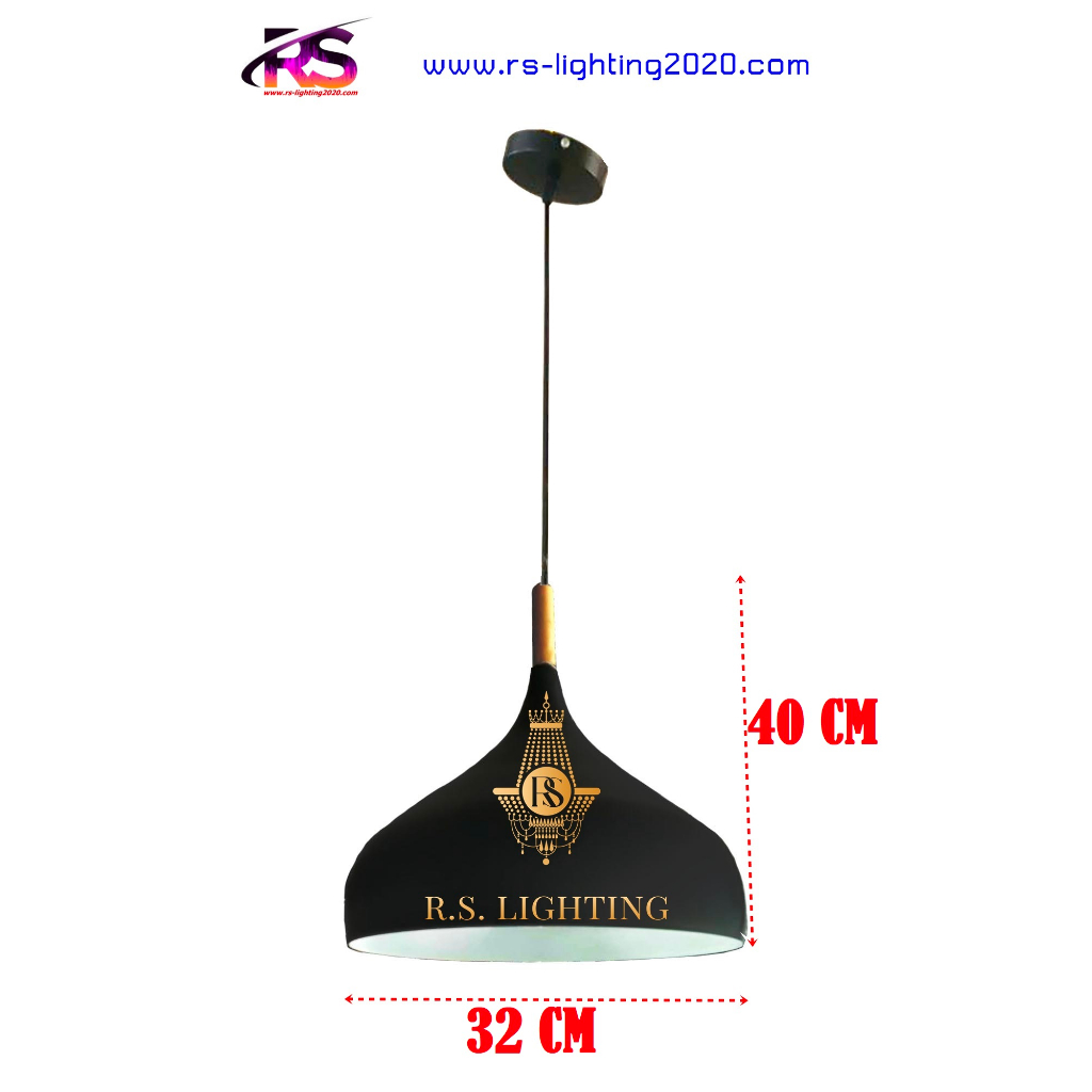 โคมไฟห้อยเดี่ยว โคมฝาชี ไฟลอฟ์ loft  ไฟร้านอาหาร บาร์ ฝาชีดำ 3133-320BK / 3133-320WH โคมภายใน
