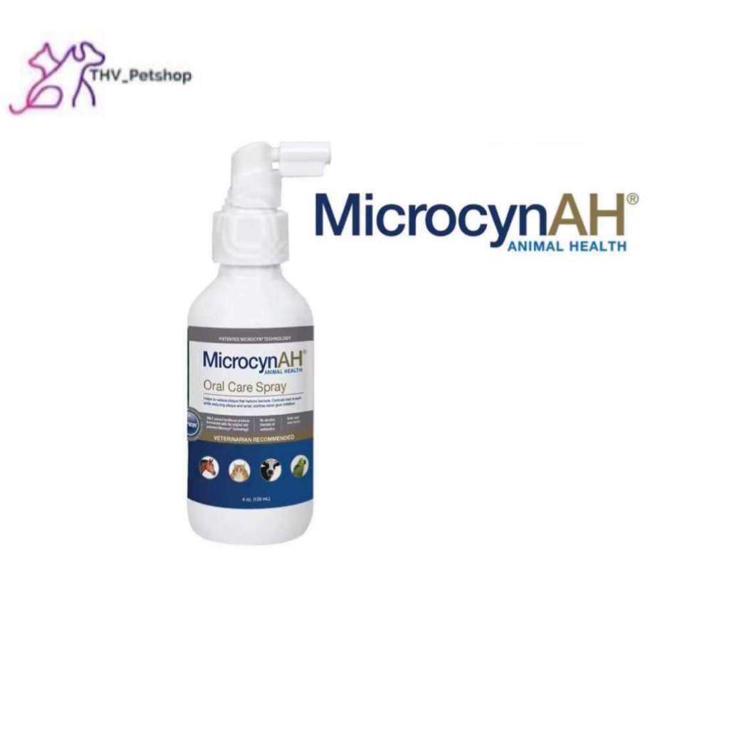 MicrocynAH Oral Care Spray 120 ml สเปรย์พ่นช่องปาก ลดคราบหินปูน  สุนัข แมว และ กระต่าย