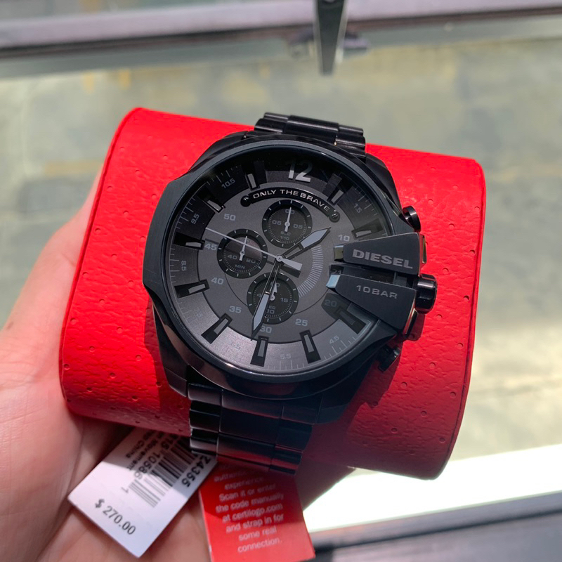 [[พร้อมส่ง📦แท้💯%]] Diesel Men's Mega Chief Chronograph Black Stainless Steel Watch dz4355