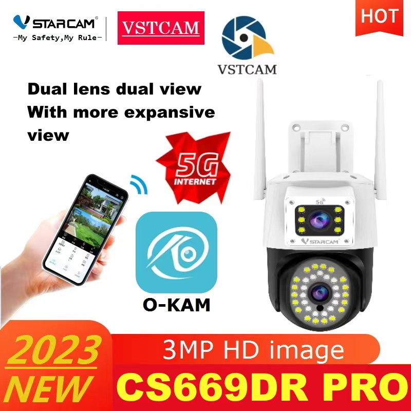 Vstarcam CS669DR-PRO ( เลนส์คู่) 2023 (รองรับ Wi-Fi 5G) ความละเอียด 3 ล้านพิกเซล กล้องวงจรปิดไร้สาย กล้องนอกบ้าน  มีAI+